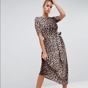 ASOS leopard print dress with tie belt